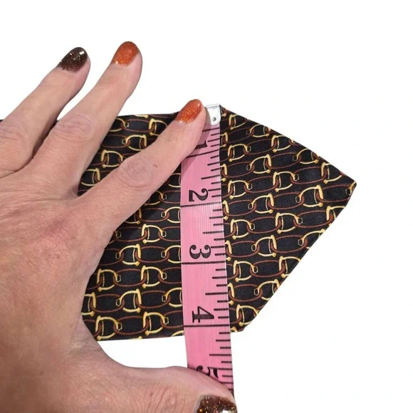 PAOLO GUCCI Silk Tie Equestrian‎ Bit Pattern Black Gold Red Designer Mens